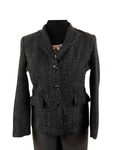 Women's Tweed wool blazer Black, party blazer, glittering blazer, high quality tweed wool, Perth, Au