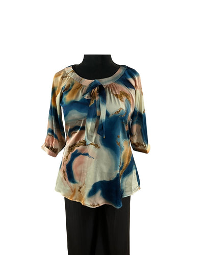 Blue & yellow 2/3 sleeves blouse/top, workwear, Spring, Autumn, Perth, Australia
