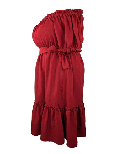 NEW Women's Maroon red off shoulder dress for spring-summer, with pockets, Perth, Au