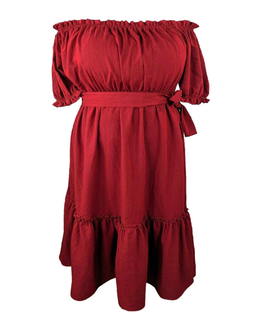 NEW Women's Maroon red off shoulder dress for spring-summer, with pockets, Perth, Au