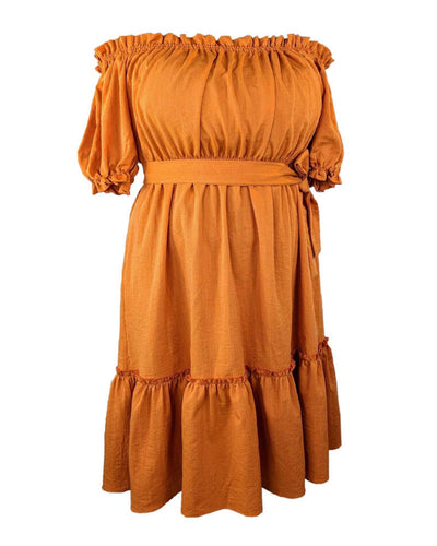 NEW Women's Orange off shoulder dress for spring-summer, with pockets, Perth, Au