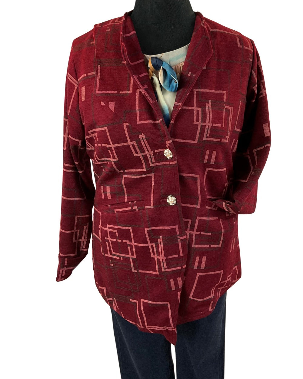 Women's red jacket, asymmetrical hem high quality wool jacket, Perth, Au